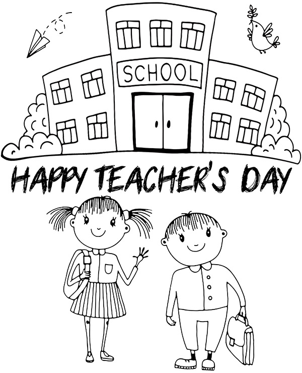 Printable teachers day coloring sheet page