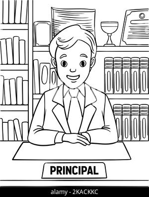 School principal coloring page for kids stock vector image art