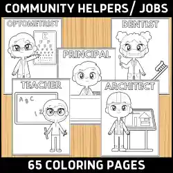 Munity helpers coloring pages by teach simple