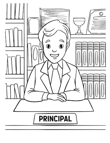 Premium vector school principal coloring page for kids