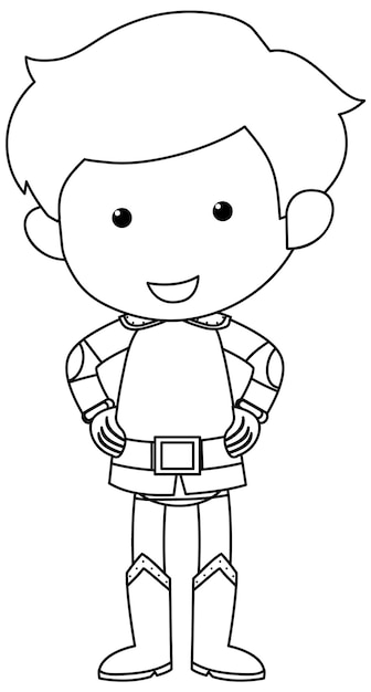 Premium vector cute prince doodle outline for colouring