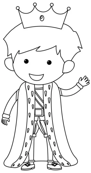 Cute prince doodle outline colouring illustration stock vector by brgfx