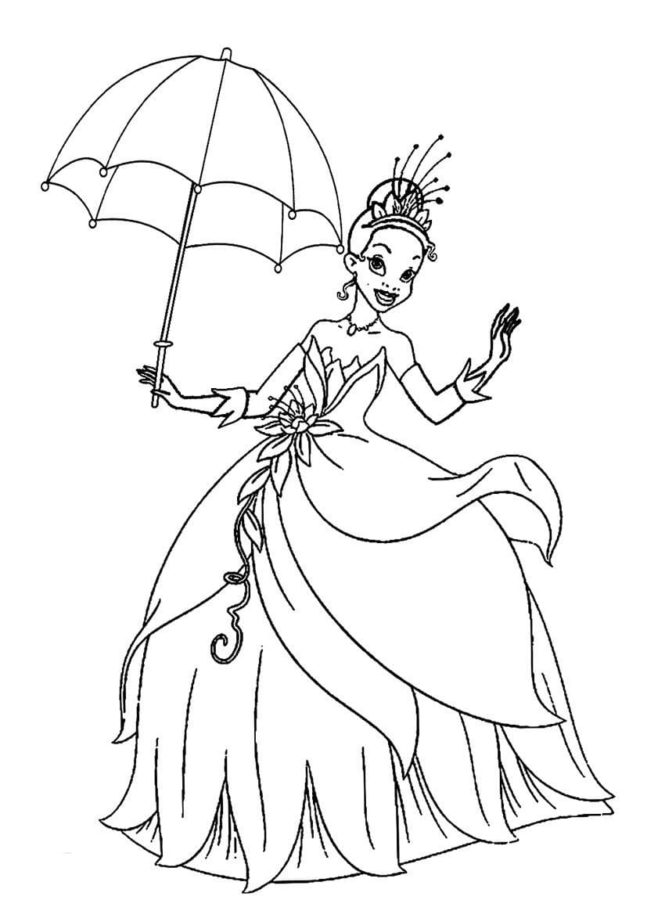 Princess tiana coloring pages