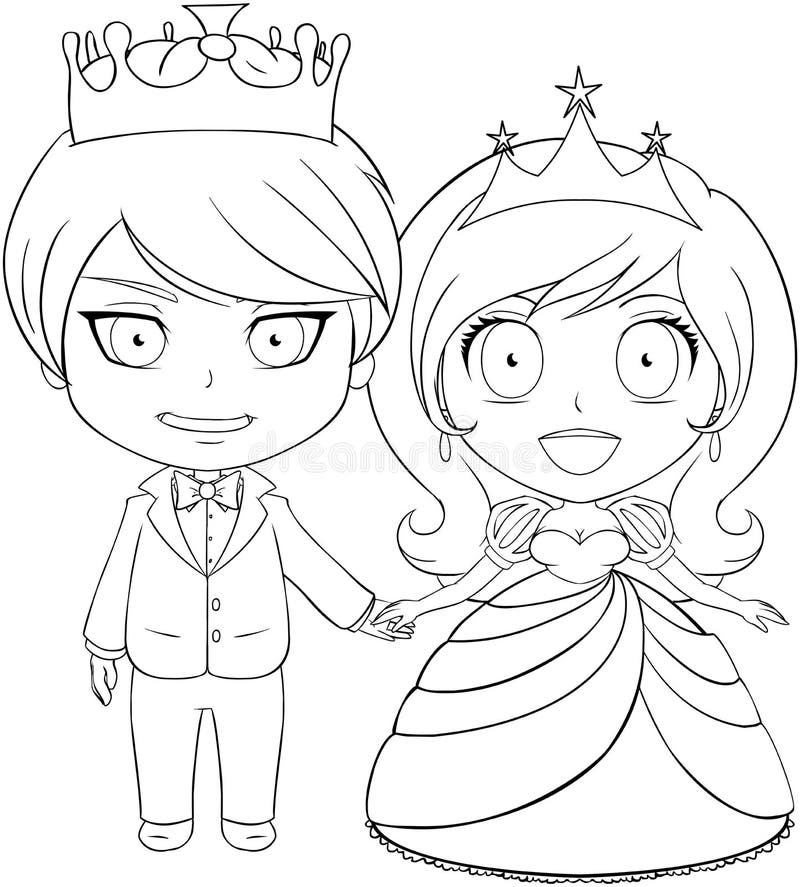 Prince and princess coloring page stock vector