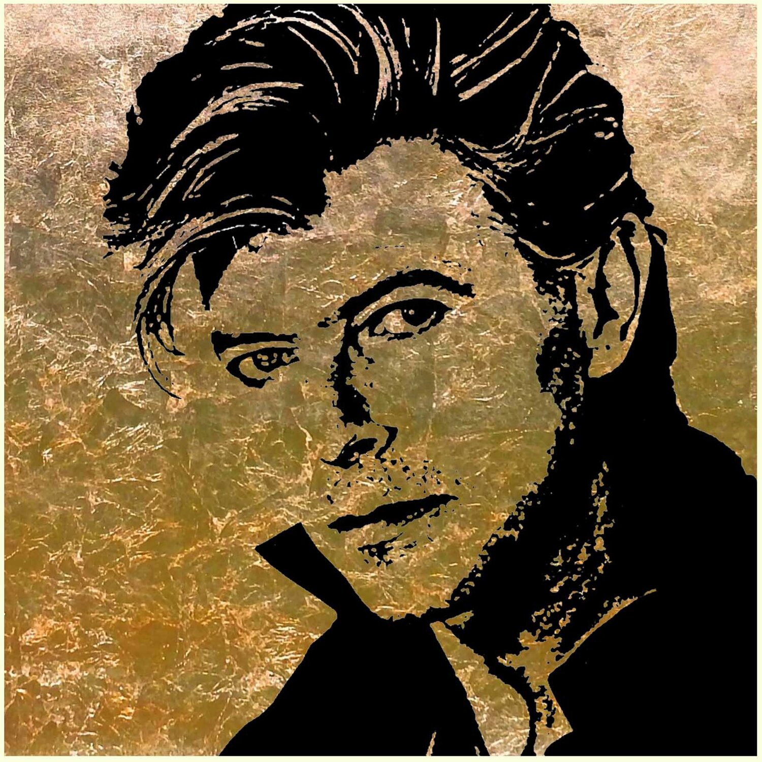 David bowie by rudi art peters painting acrylic gilding on canvas