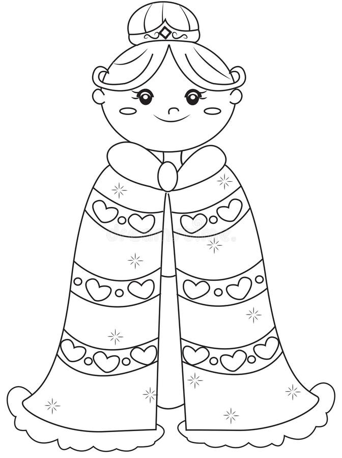 Coloring page outline of cartoon lovely prince with beautiful princess royal wedding cinderella fairy tale hero or character stock vector