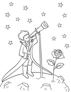 Little prince with telescope coloring page telescopio dibujo el principito dibujos dibujo principito