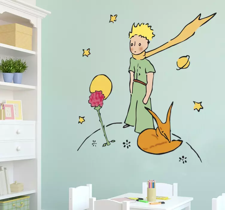 Little prince and rose wall sticker