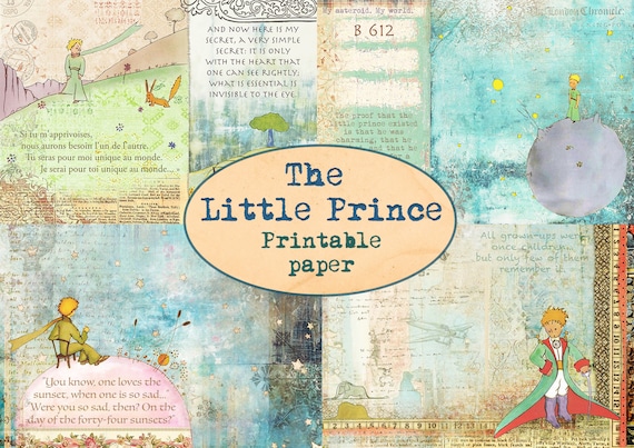 The little prince printable scrapbooking paper printable junk journal handmade collaged pages card making paper