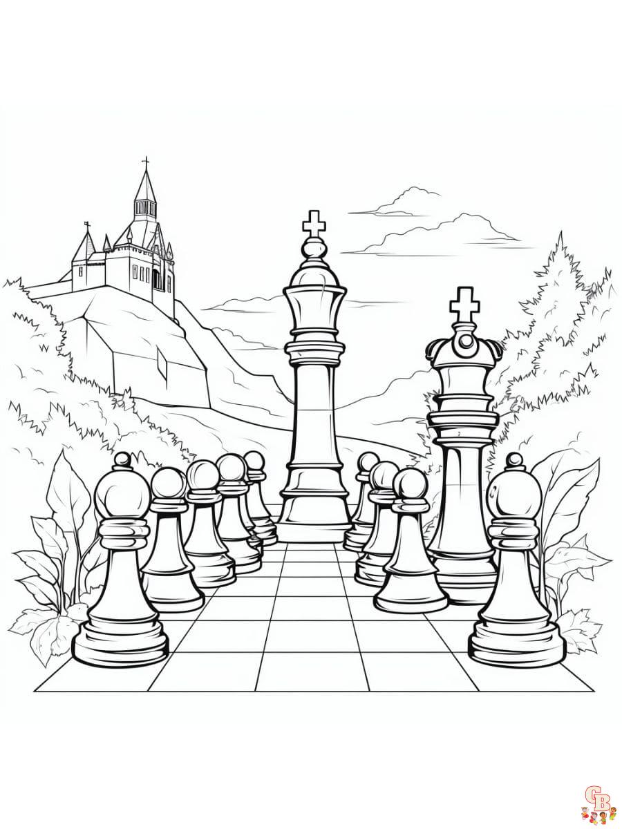 Printable chess coloring pages free for kids and adults