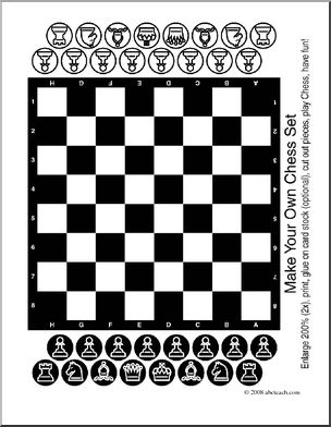 Clip art make your own chess set coloring page i