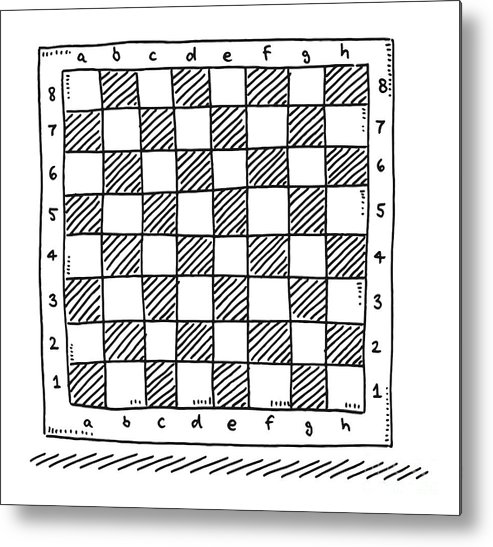 Checkered chess board symbol drawing metal print by frank ramspott