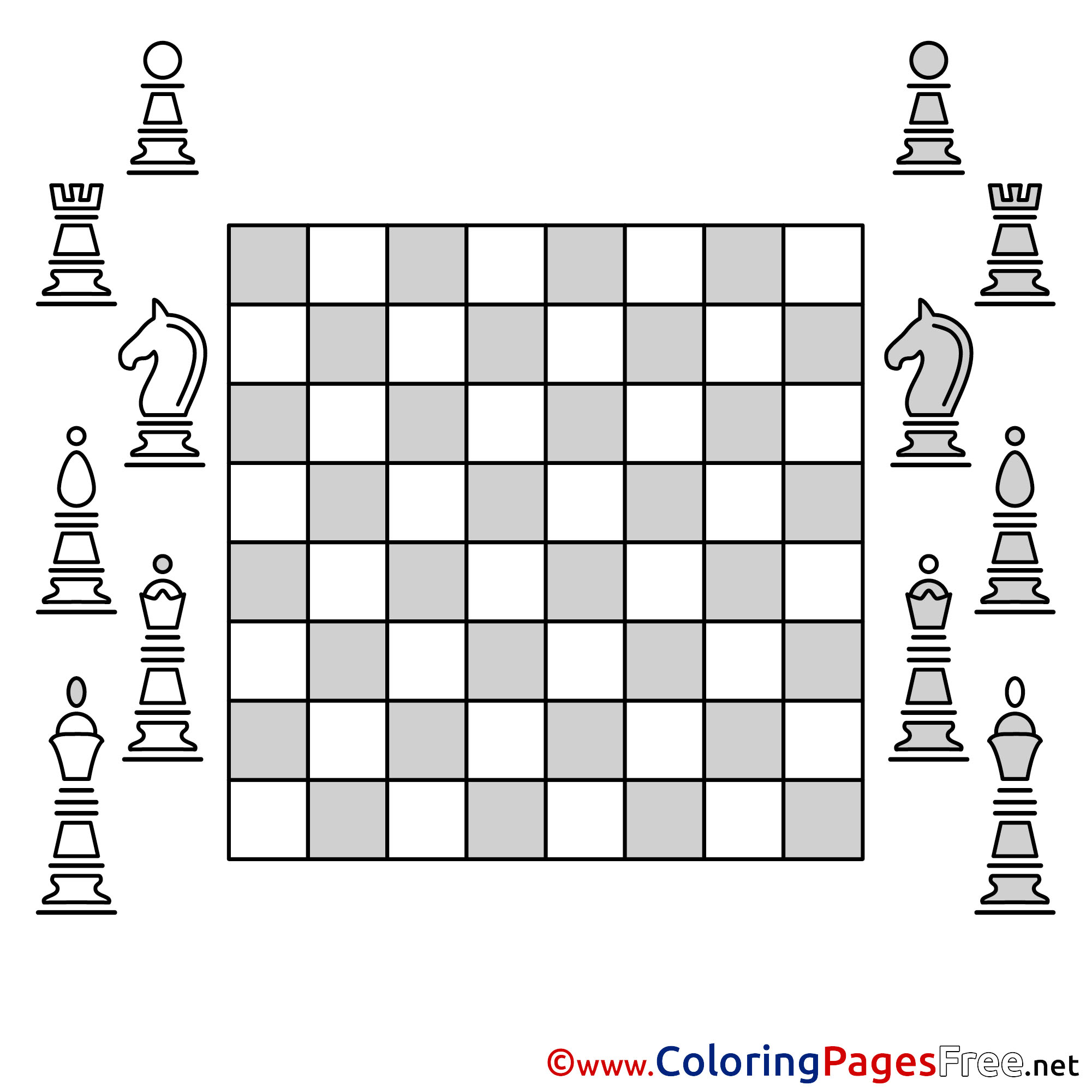 Free chess board colouring page download