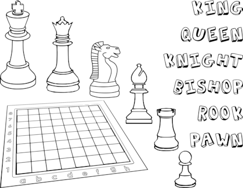 Chess pieces coloring page free printable coloring pages