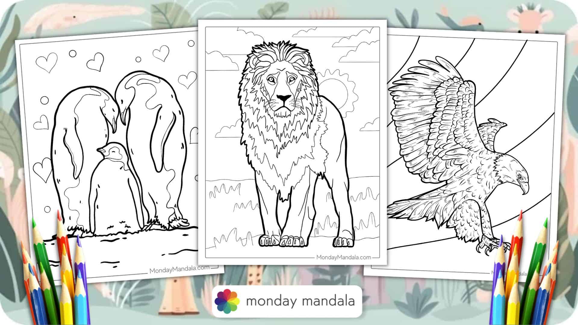 Animal coloring pages free pdf printables