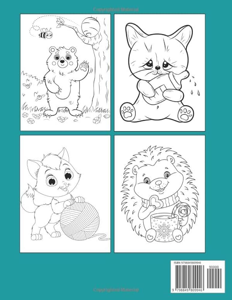 Large print cute animals coloring book for kids hand