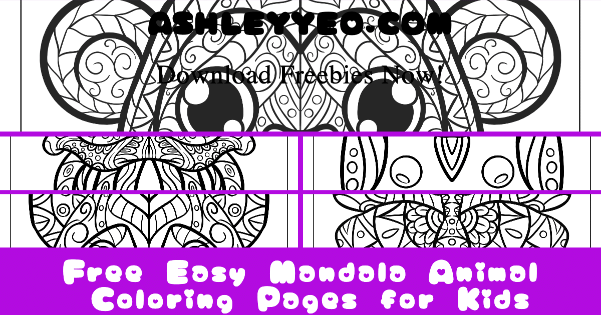 Free easy mandala animal coloring pages for kids