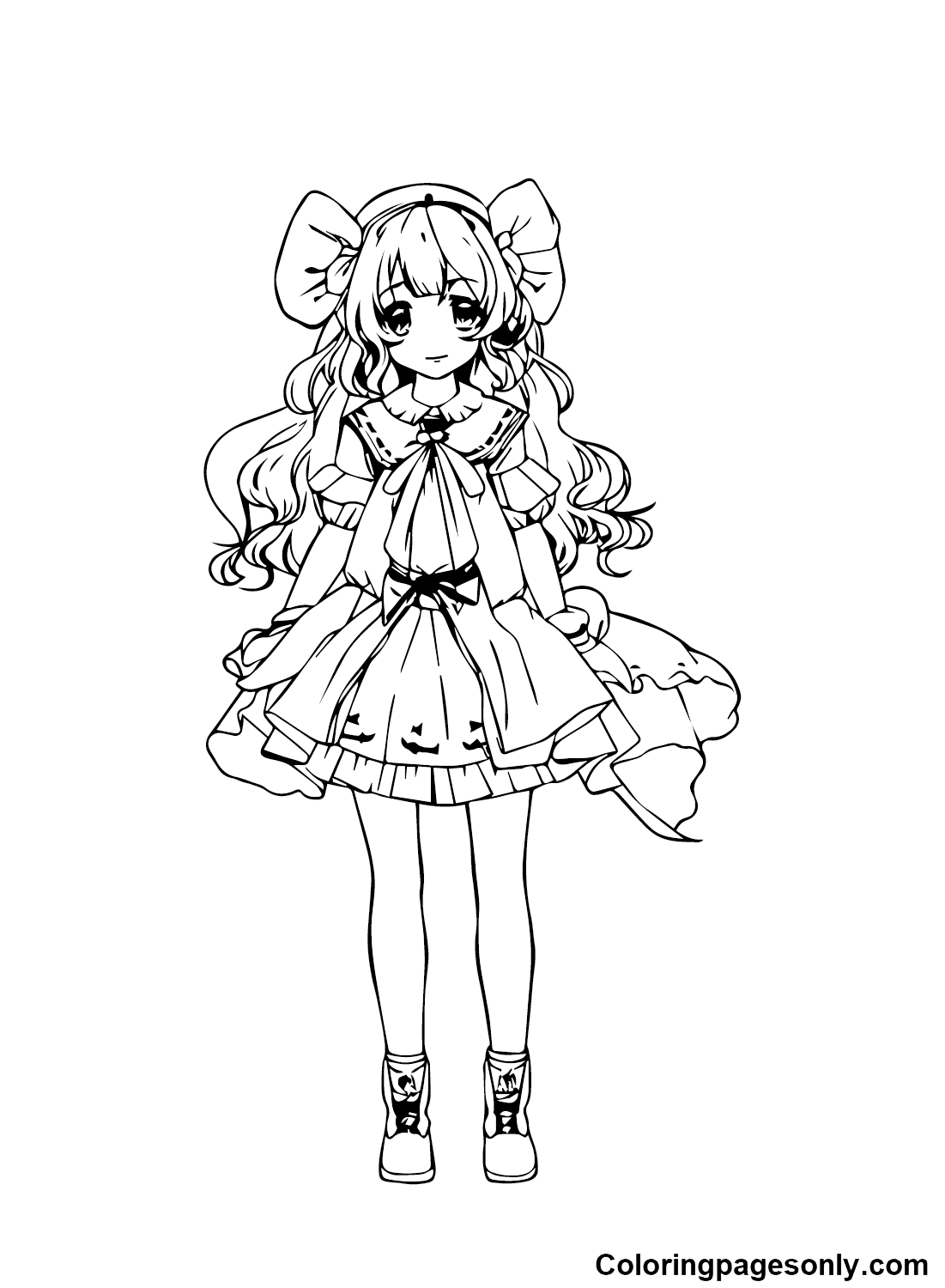 Anime girl coloring pages printable for free download