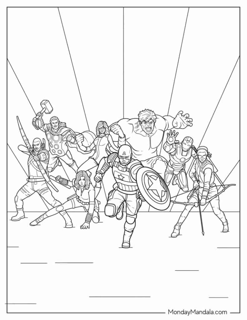 Marvel avengers coloring pages free pdf printables