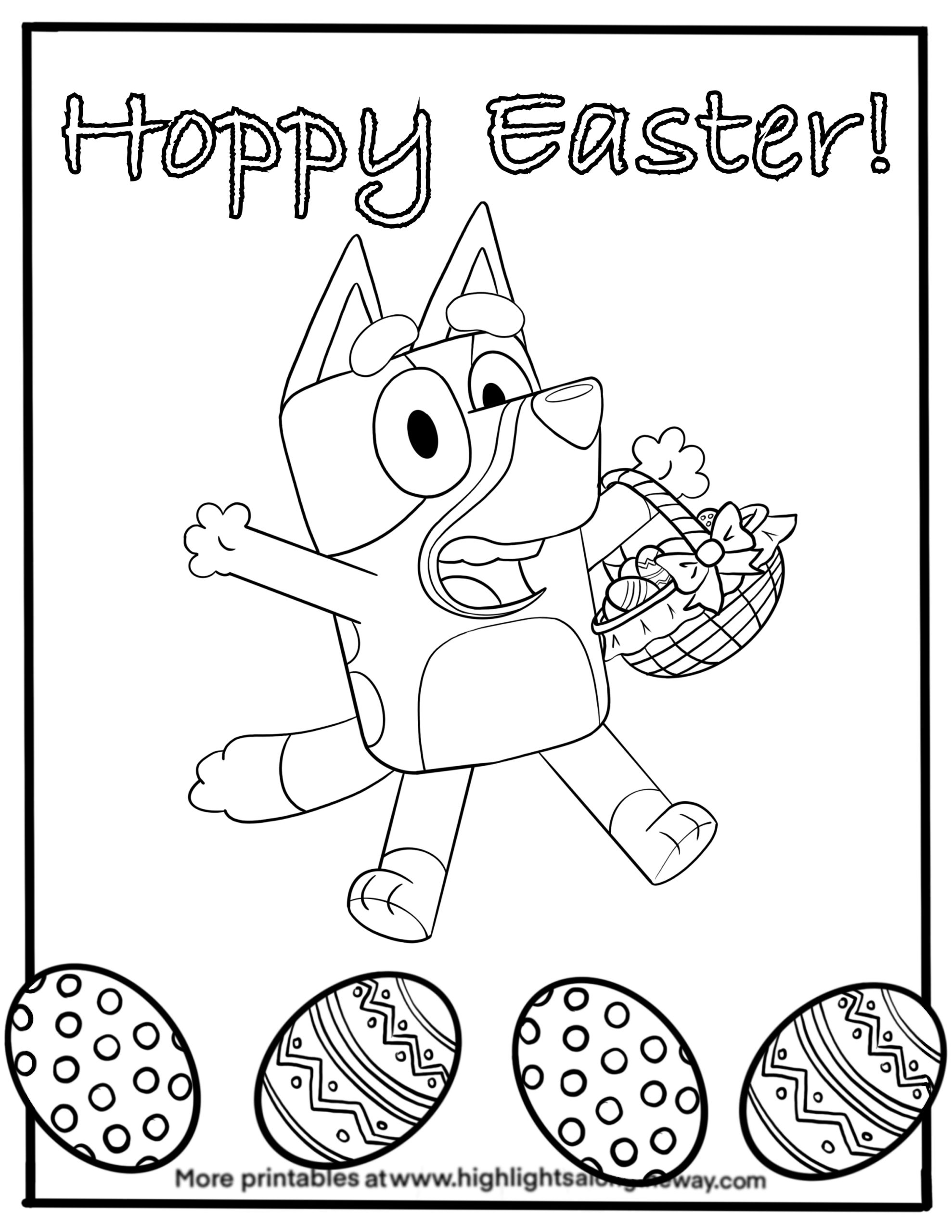 Bluey easter coloring page