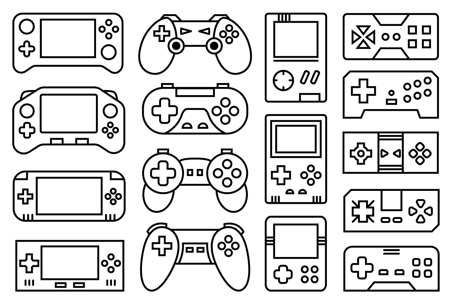 Line art gamepads and handhelds