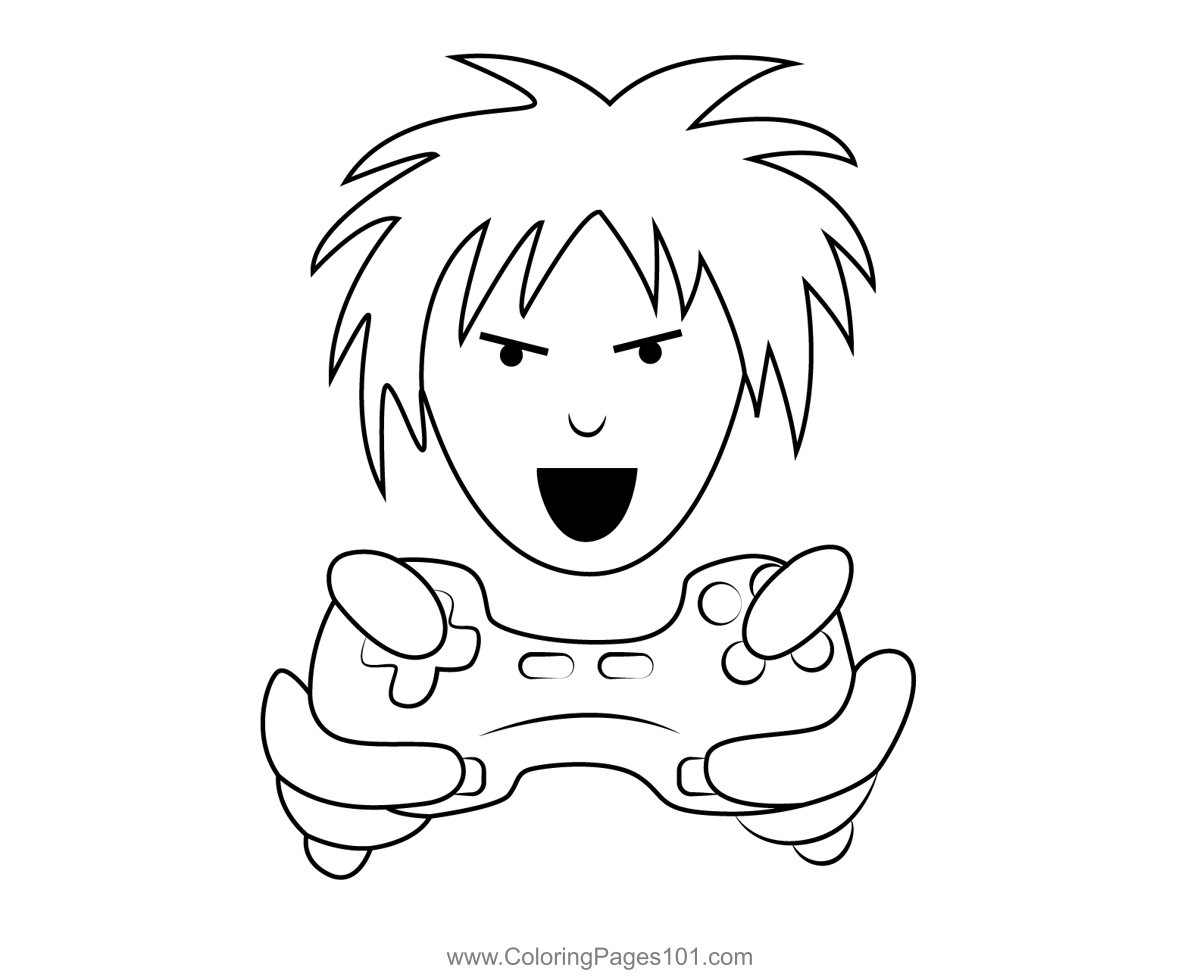 Gamer boy coloring page for kids