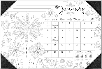Timecolor seasons theme desk blotter coloring calendar january to december x office products