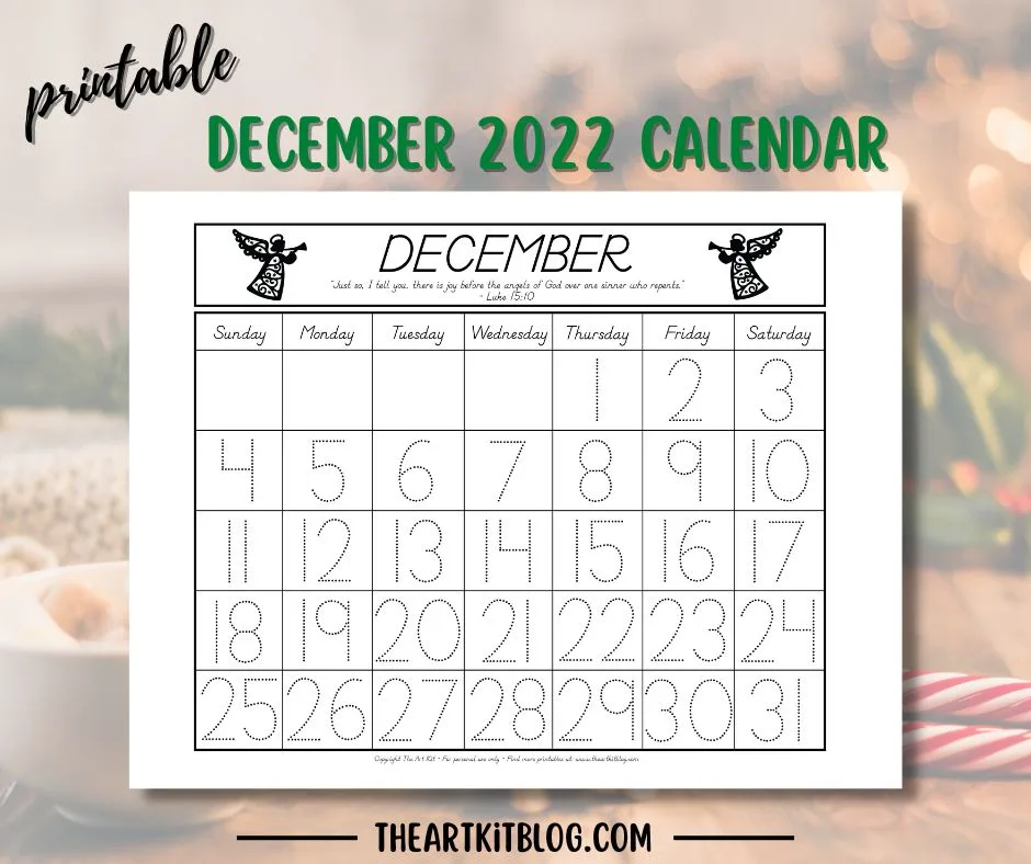 December dated calendar coloring page with bible verse free printable download â the art kit
