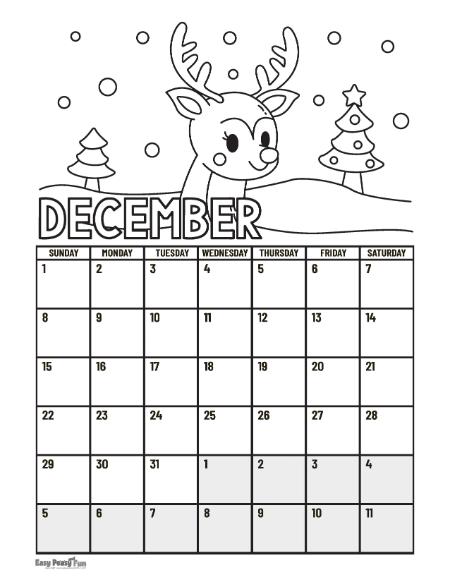 Printable calendar coloring pages