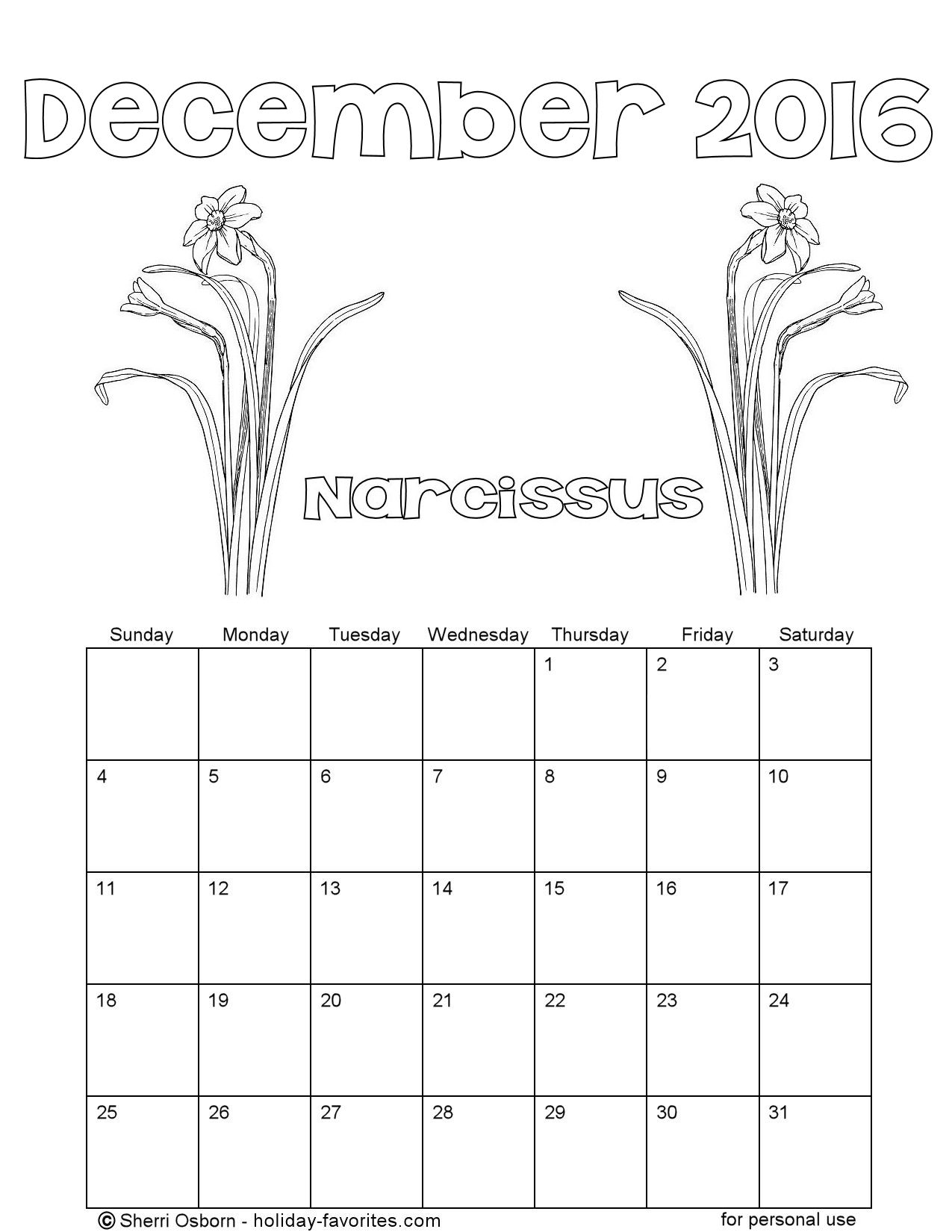 Printable december calendar pages holiday favorites