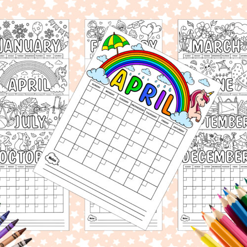 Month coloring calendar for kids pdf cute coloring calendar made by teachers