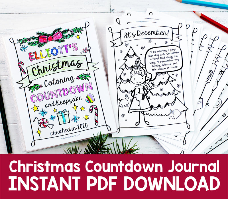 Printable advent calendar for kids christmas coloring countdown and k â samantha b design