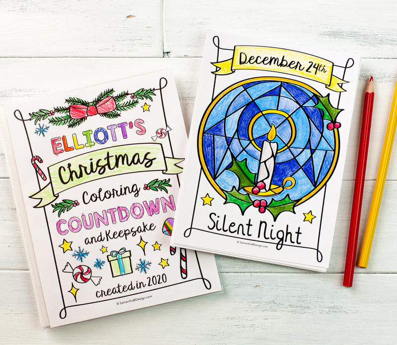 Printable advent calendar for kids christmas coloring countdown and k â samantha b design
