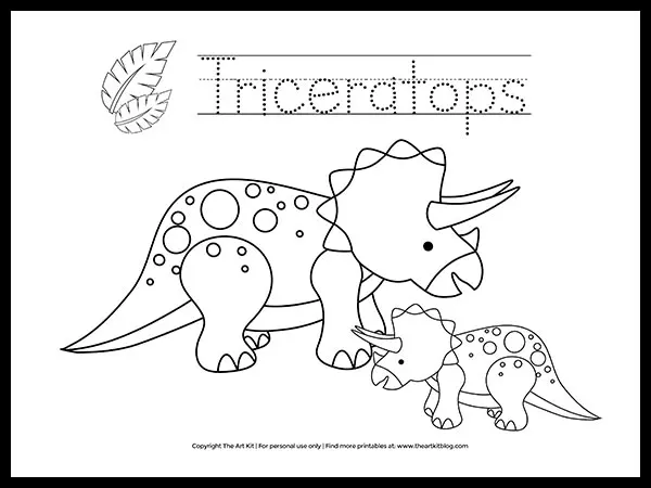 Free dinosaur coloring pages â the art kit