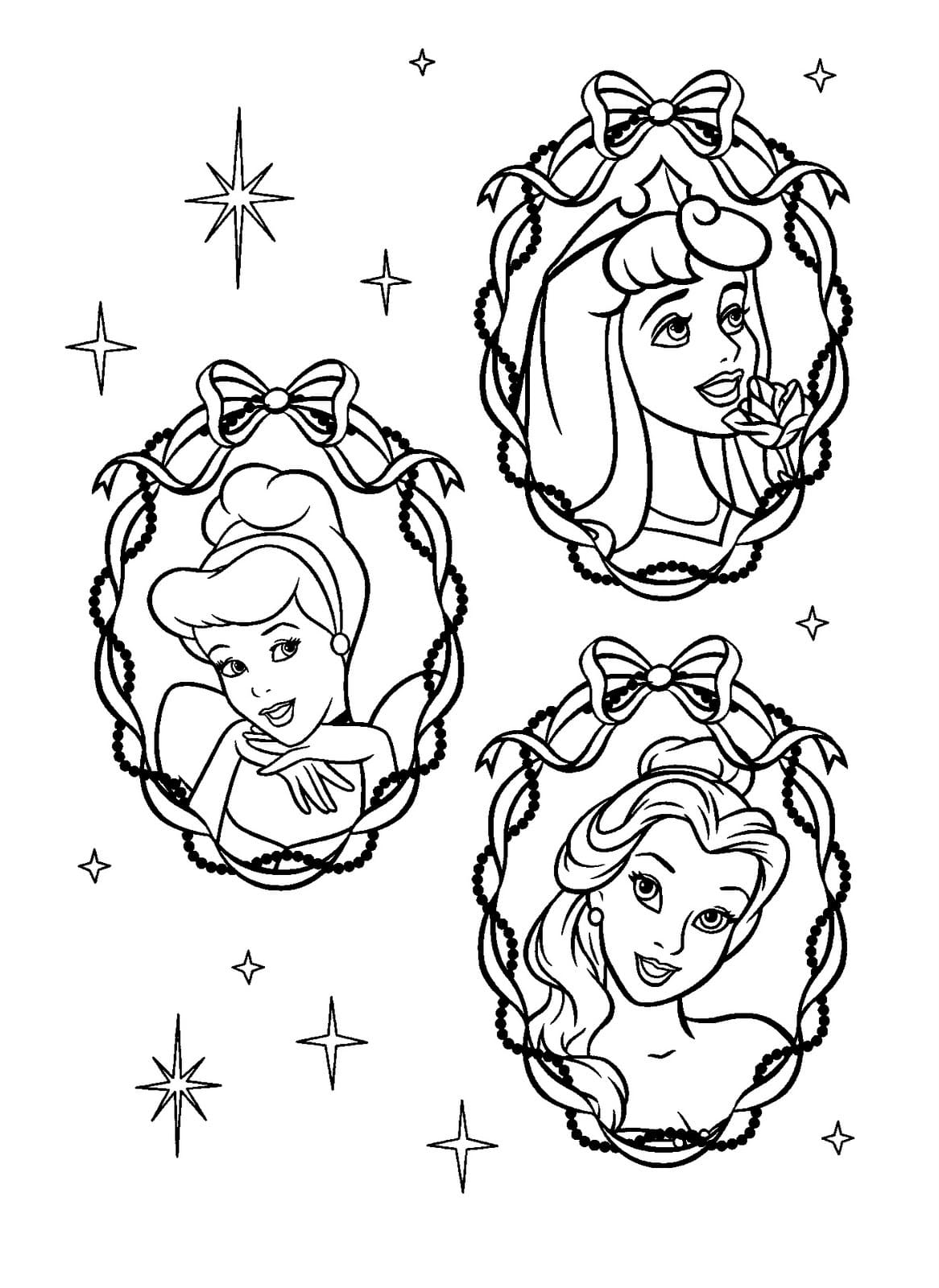 Lovely disney princesses coloring page