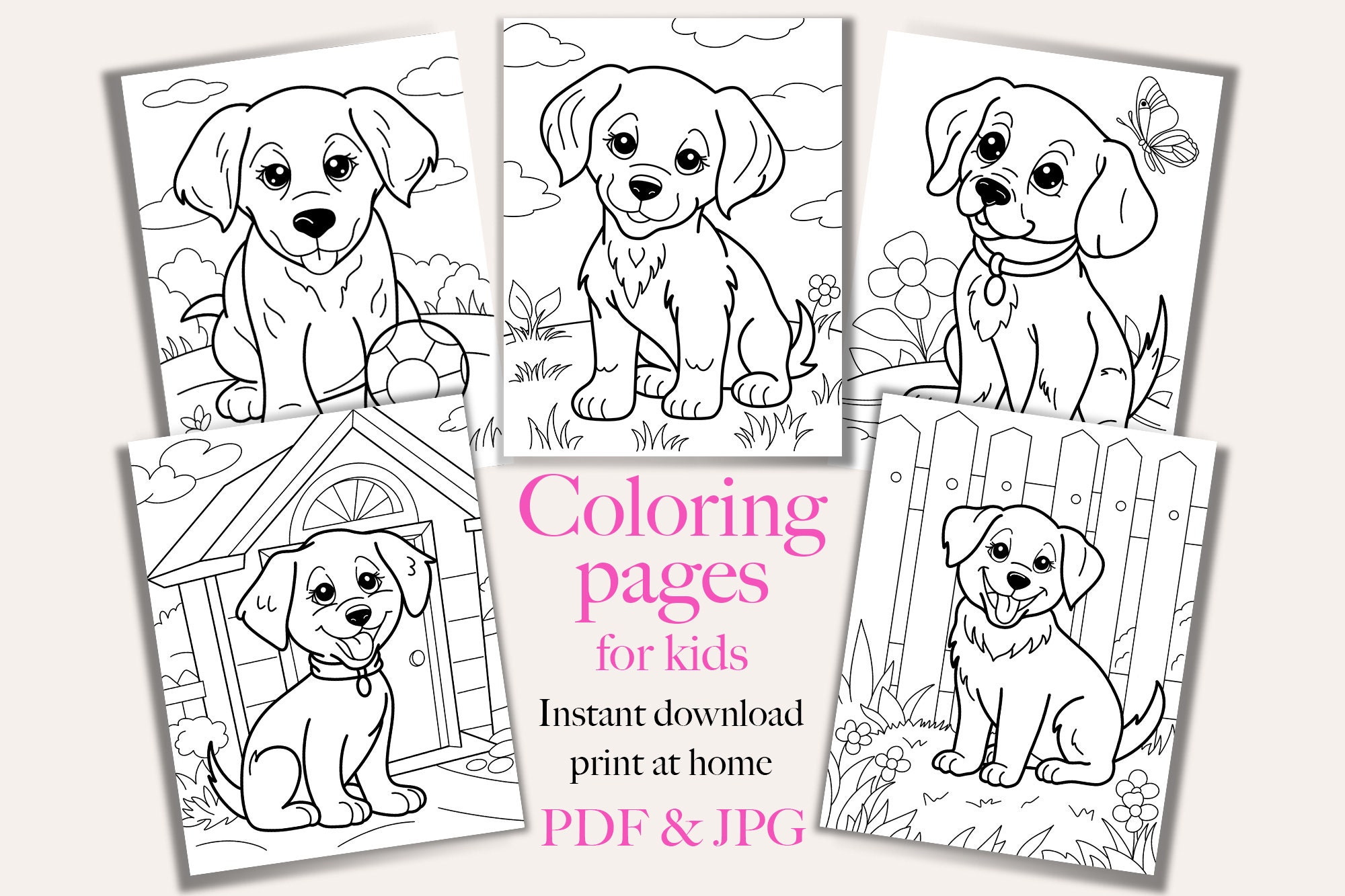 Puppys coloring pages for kids dog coloring pages kids coloring book digital coloring pages animal coloring pages animal coloring