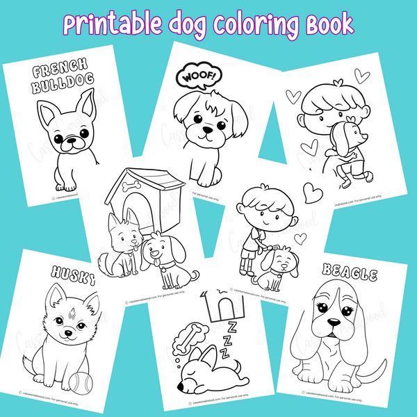 Printable dog coloring book pages â cassie smallwood