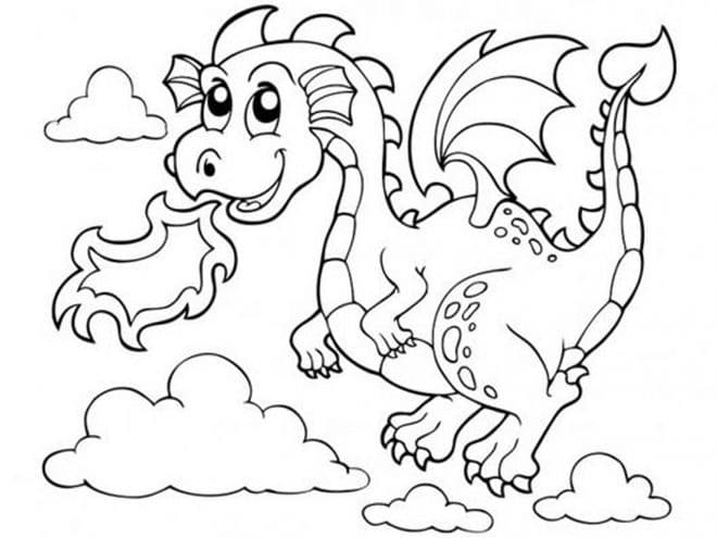 Free easy to print dragon coloring pages