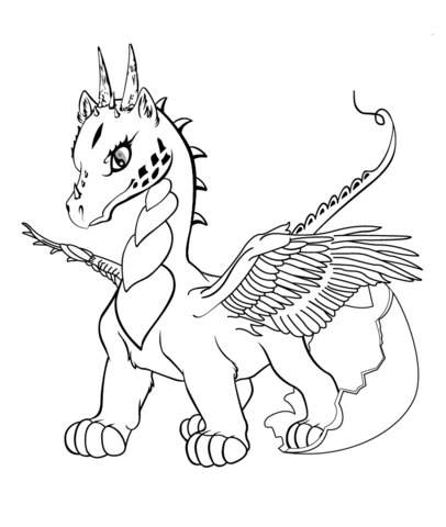 Baby dragon coloring page free printable coloring pages