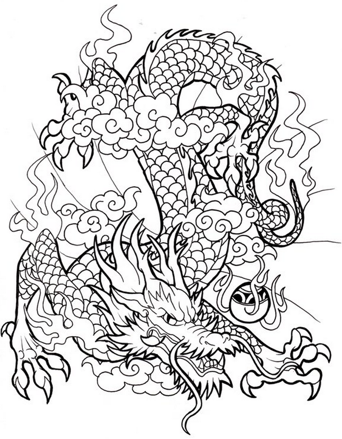 Printable dragon coloring pages for adults
