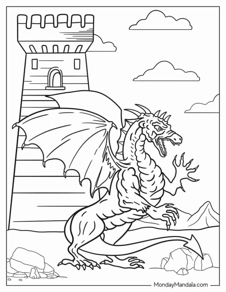 Dragon coloring pages free pdf printables