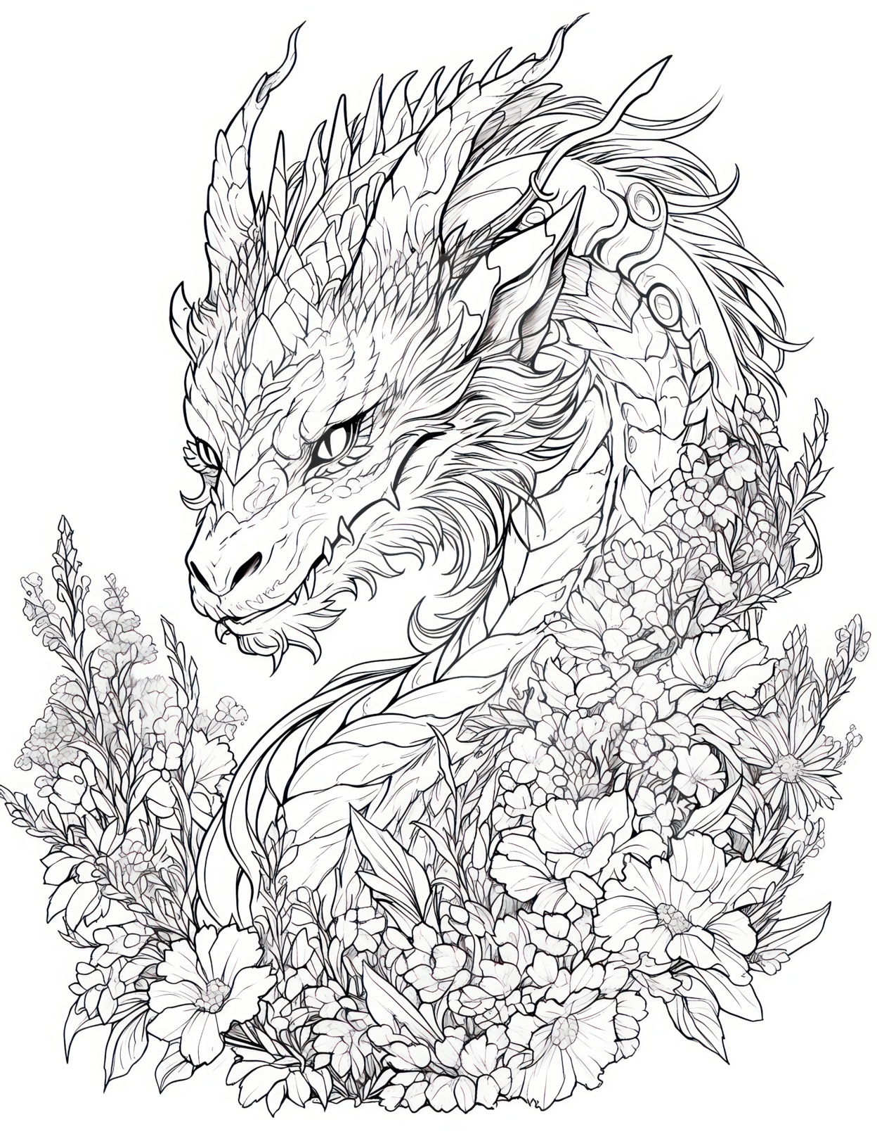 Majestic dragon coloring pages for kids and adults