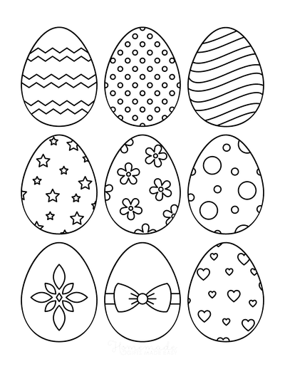 Easter egg coloring pages free printable templates