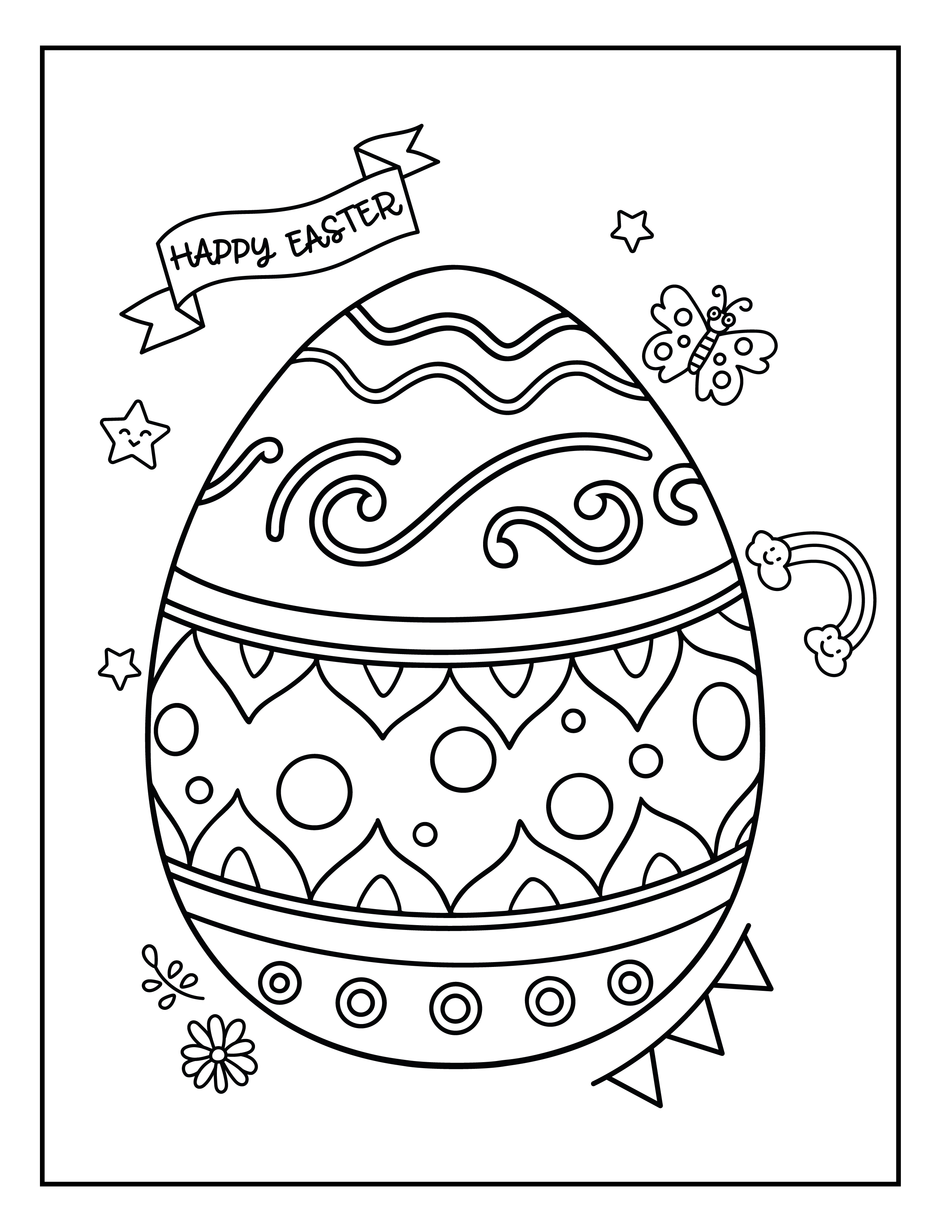 Happy easter coloring book large print easy and fun relaxing colouring pages featuring cute bunnies decorated easter egg baskets birds flowers and more gift for kids rcoloringbookspastime