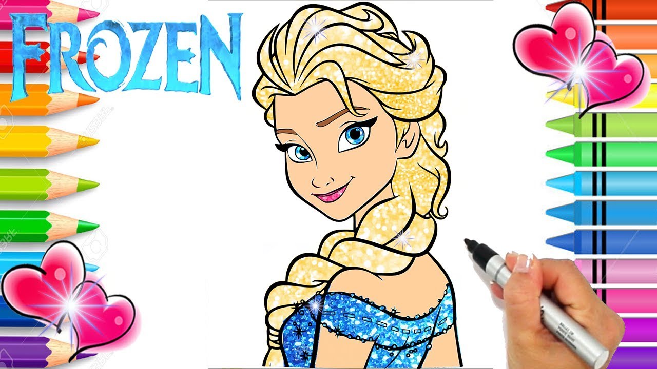 Elsa glitter coloring page printable elsa coloring page disney princess coloring book