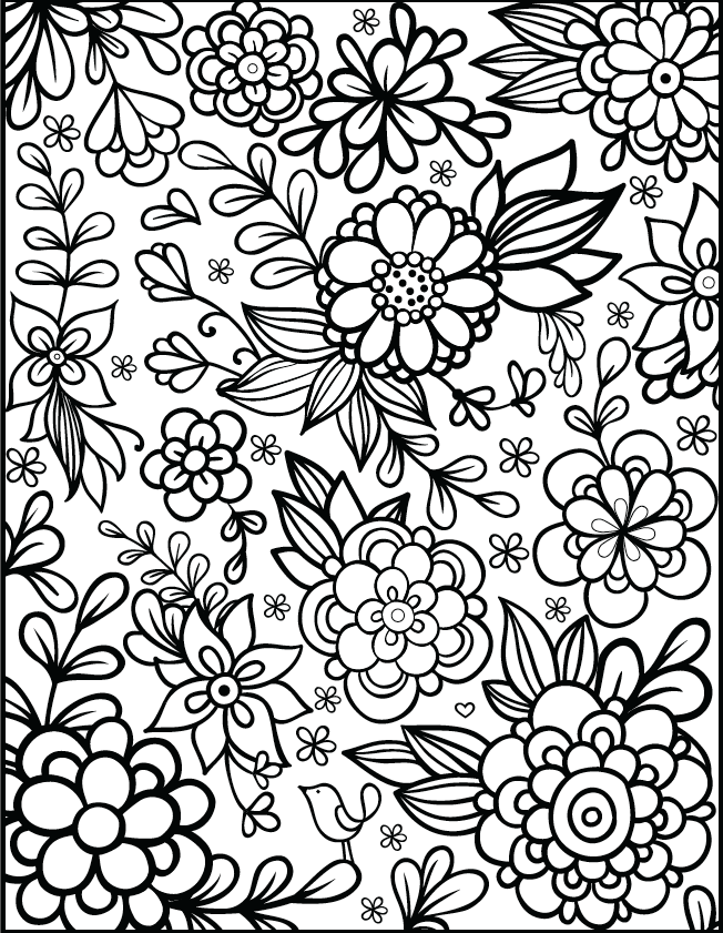 Free floral printable coloring page from filthymuggle printable flower coloring pages flower coloring pages detailed coloring pages