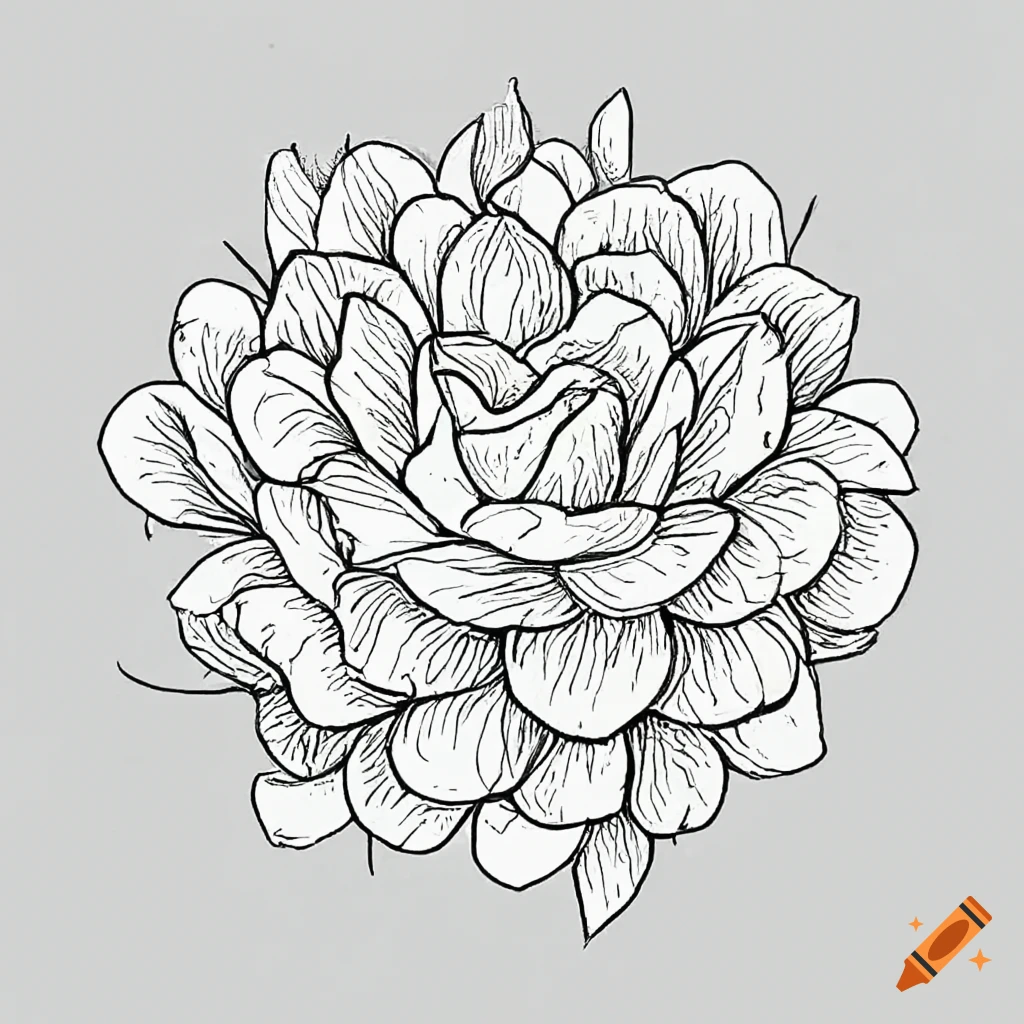 Black and white line art easy to print flower coloring pages on