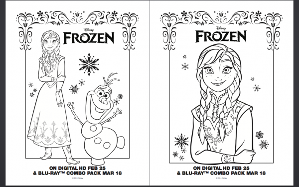 Free frozen coloring pages and activity sheet printables