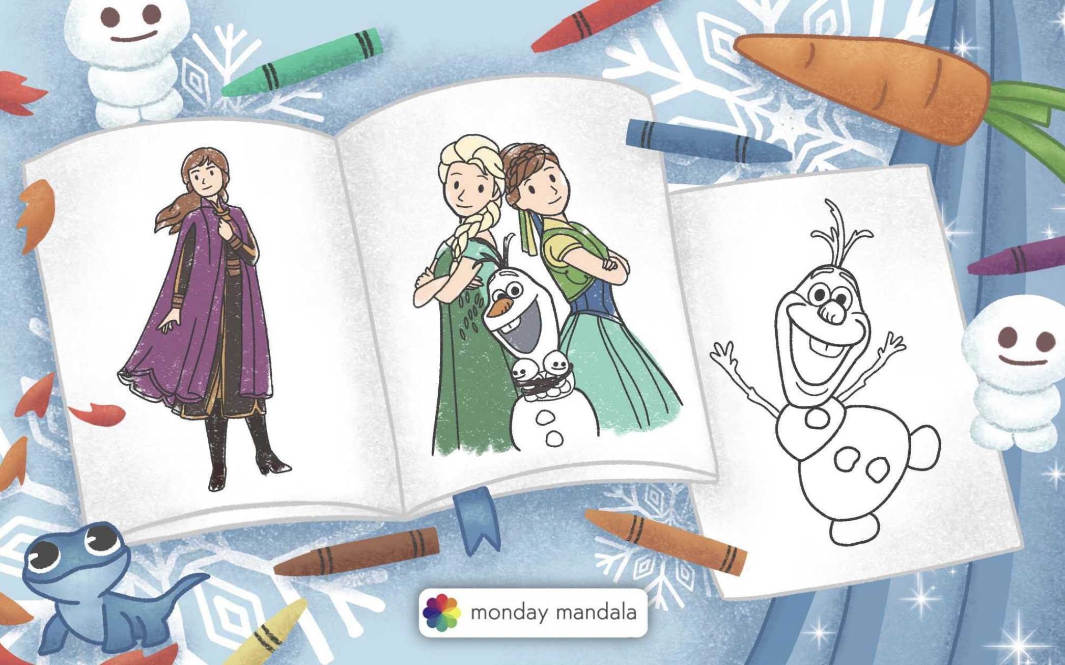 Frozen coloring pages free pdf printables