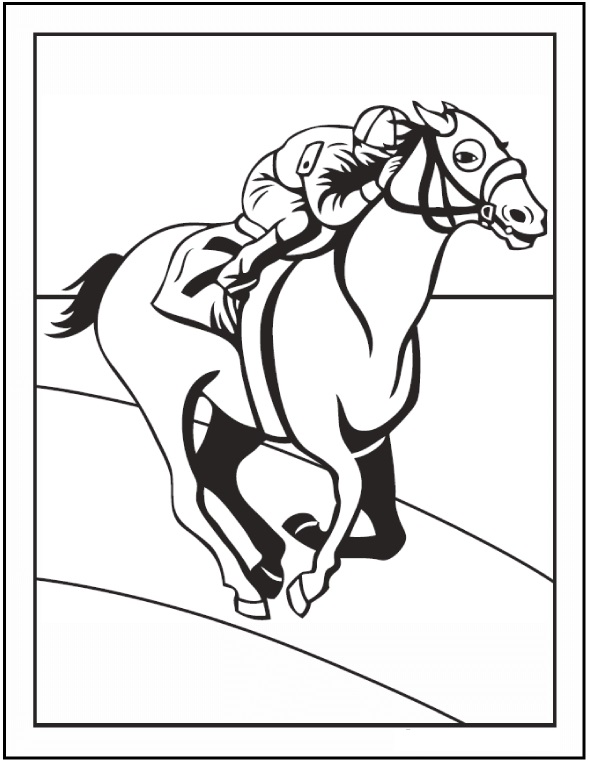 Basic race horse coloring page